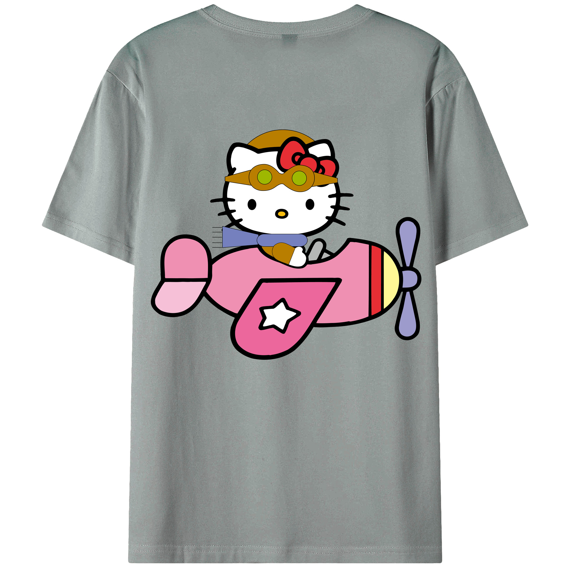 （画像用） Hello Kitty ハローキティ 綿100％ メンズ半袖Tシャツ（バックプリント） 通気性